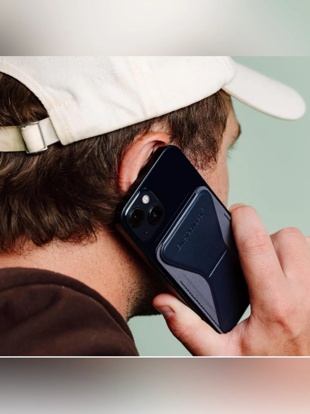 Leather Phone Card Wallet & Kickstand - Navy